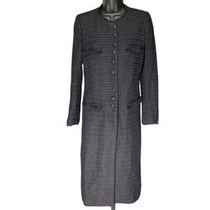 Zara Tweed Military Coat Sz M Black Vamp Cottagegoth Old Money‎ Classic